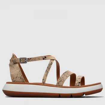 image of Clarks Womens Jemsa Strap Leather Sandals - Taupe Snake - UK 3