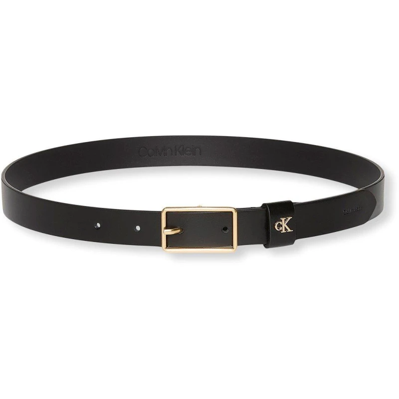 Image of Calvin Klein Womens Square Buckle Faux Leather Belt Black/Light Gld female 85