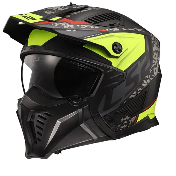 Image of LS2 OF606 Drifter Devor Matt Black H-V Yellow Multi Helmet Size L