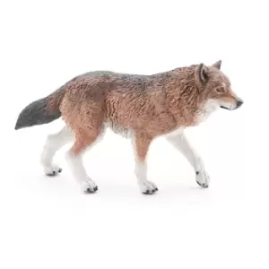 Image of Papo Wild Animal Kingdom Wolf Toy Figure, 3 Years or Above, Brown...