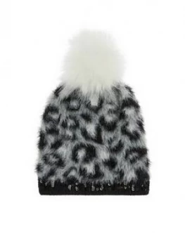 image of Monsoon Girls Zoe Leopard Sequin Pom Hat - Multi