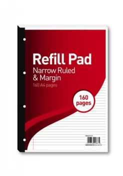 image of Hamelin 6mm RuledMargin Refill Pad A4 80 Sheet Pack of 5 400127710