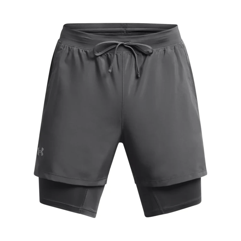 Image of Under Armour UA Launch 2-in-1 7 Shorts Mens Pitch Grey male L