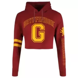 Image of Harry Potter Womens/Ladies College Gryffindor Crop Hoodie (M) (Maroon)