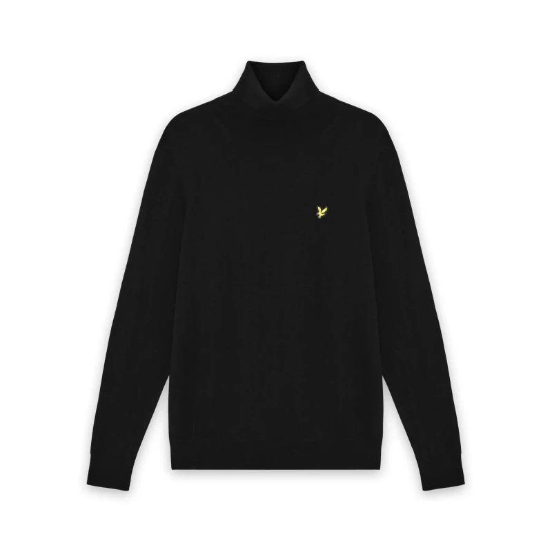 Image of Lyle & Scott Merino cotton turtleneck sweater Lyle & Scott Noir Male S