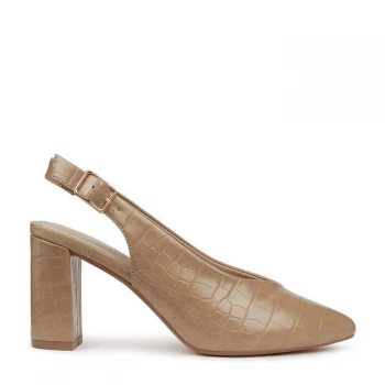 Image of Head Over Heels by Dune Natural 'Caitiee' Mid Block Heel Court Shoes - 3