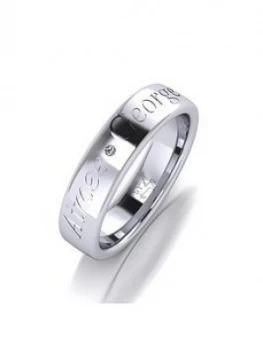 image of The Love Silver Collection Personalised Argentium Silver Diamond Set 5Mm Cushion Court Wedding Band