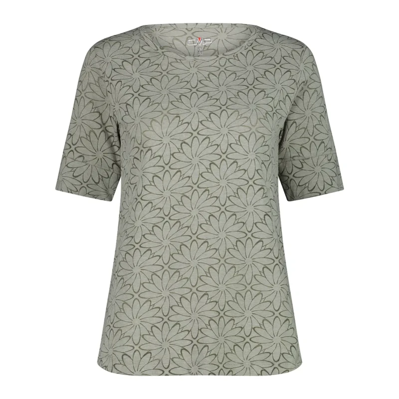 Image of CMP Womens Floral Print Washed Jersey T-Shirt CMP Vert Female 2XS