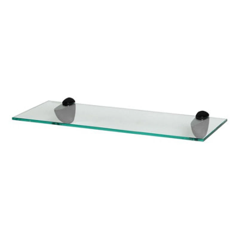 Image of Harbour Housewares Floating Glass Shelf - 50Cm - Black Brackets - Bathroom Shower Storage Vanity Display Unit Shelf