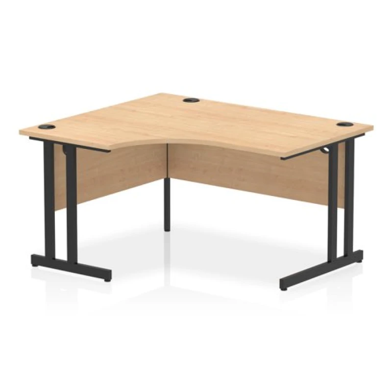 Image of Impulse Impulse 1400mm Left Crescent Office Desk Maple Top Black Cantilever Leg ICDLC14BMPE