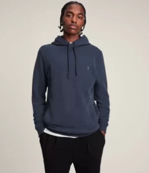 Image of AllSaints Mens Raven Pullover Hoodie, Immersive Blue, Size: L
