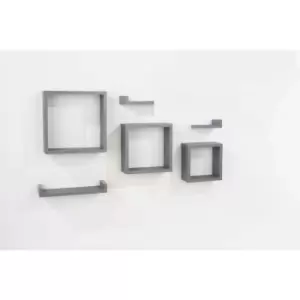 image of 6 pcs floating shelf kit - matt grey foil