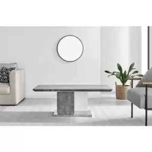 image of Alba Stone Effect White Gloss and Chrome coffee Table