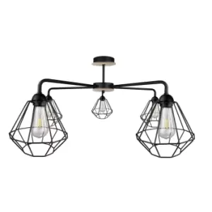 Image of Foskal Semi Flush Light Black, Wood, 70cm, 5x E27