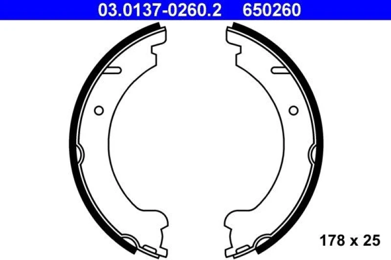 Image of ATE 03.0137-0260.2 Handbrake Shoes Brake Shoe Set,parking brake (1419)