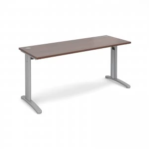 image of TR10 Straight Desk 1600mm x 600mm - Silver Frame Walnut Top