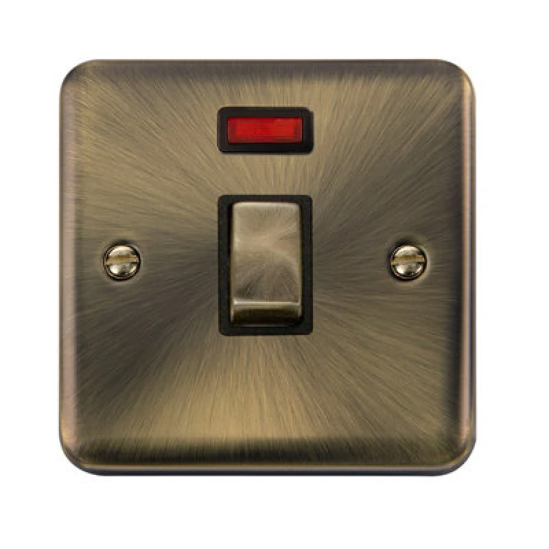 Image of SE Home Curved Antique Brass 1 Gang 20A Ingot DP Switch With Neon Gold