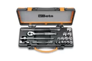 image of Beta Tools 910AS/MBM-C18 18pc 3/8" Dr Aeronautical Bi-Hex Socket & Accessory Set