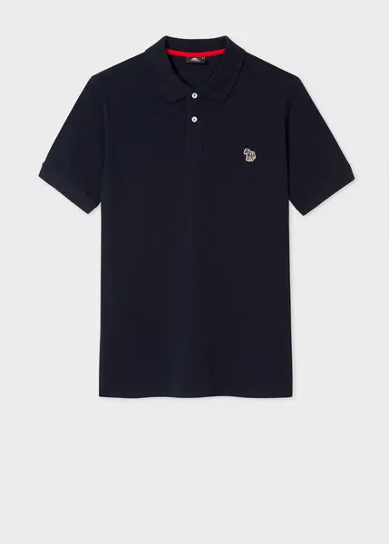 Image of Paul Smith Dark Navy Cotton-Pique Zebra Logo Polo Shirt