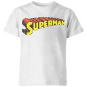 Image of DC Superman Telescopic Crackle Logo Kids T-Shirt - White - 11-12 Years