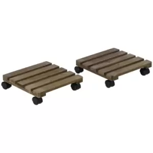 Image of Outsunny 2 Pack Plant Stand With Wheels Flowerpot Holder Indoor and Outdoor Use