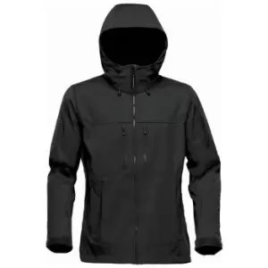 image of Stormtech Womens/Ladies Epsilon 2 Hooded Soft Shell Jacket (M) (Black/Graphite Grey)