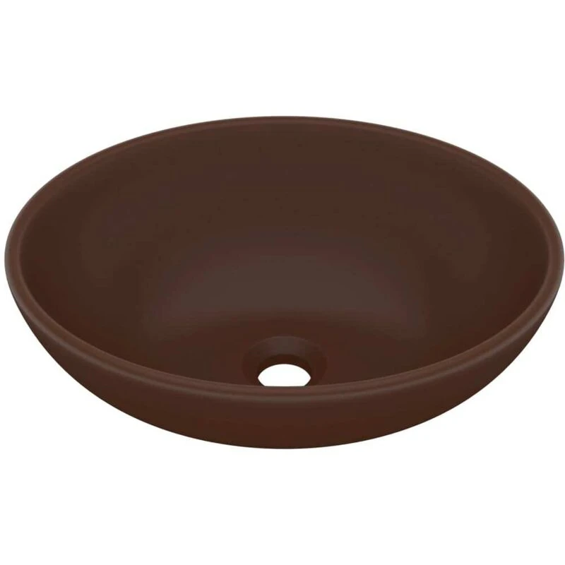 Image of vidaXL Luxury Basin Oval-shaped Matt Dark Brown 40x33cm Ceramic, Brown 146929