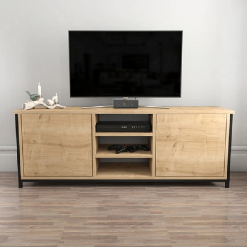 Image of Decorotika Otis TV Stand For Tv's Up To 63" Black And Oak
