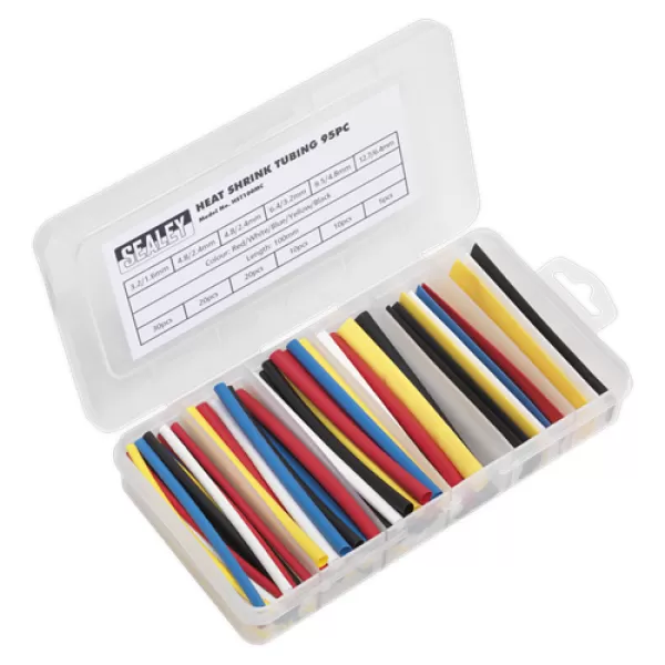 image of Genuine SEALEY HST100MC Heat Shrink Tubing Assortment 95pc 100mm Mixed Colours