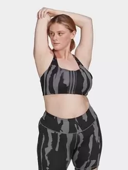 Image of adidas Thebe Magugu Training Medium-Support Bra (Plus Size), Grey, Size 3X, Women