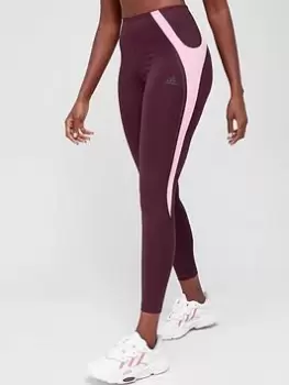 Image of adidas Training 7/8 Leggings - Maroon, Maroon, Size L, Women