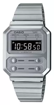 image of Casio A100WE-7BEF Collection Vintage Stainless Steel Digital Watch