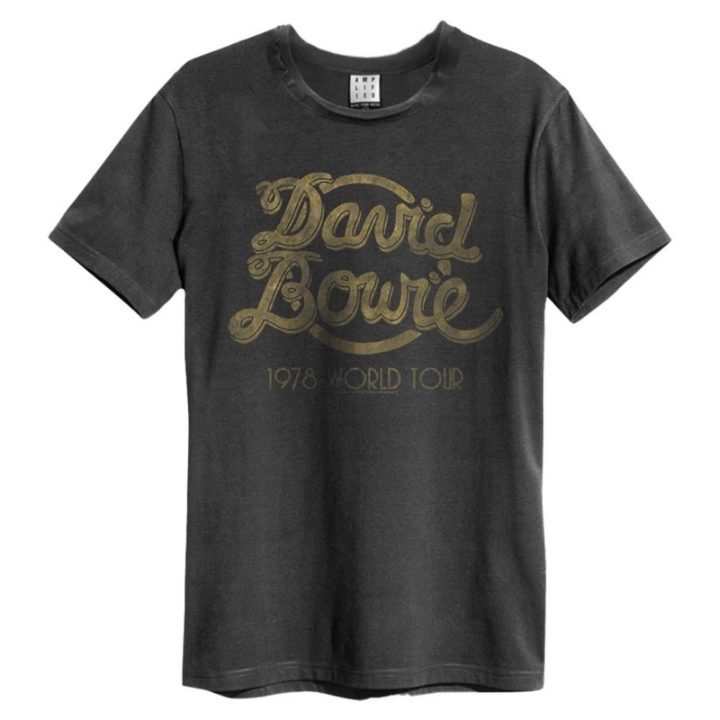 Image of Amplified Amplified Men 1978 World Tour David Bowie T-Shirt in Charcoal Size: X-Small Charcoal XS Male 5063238239135