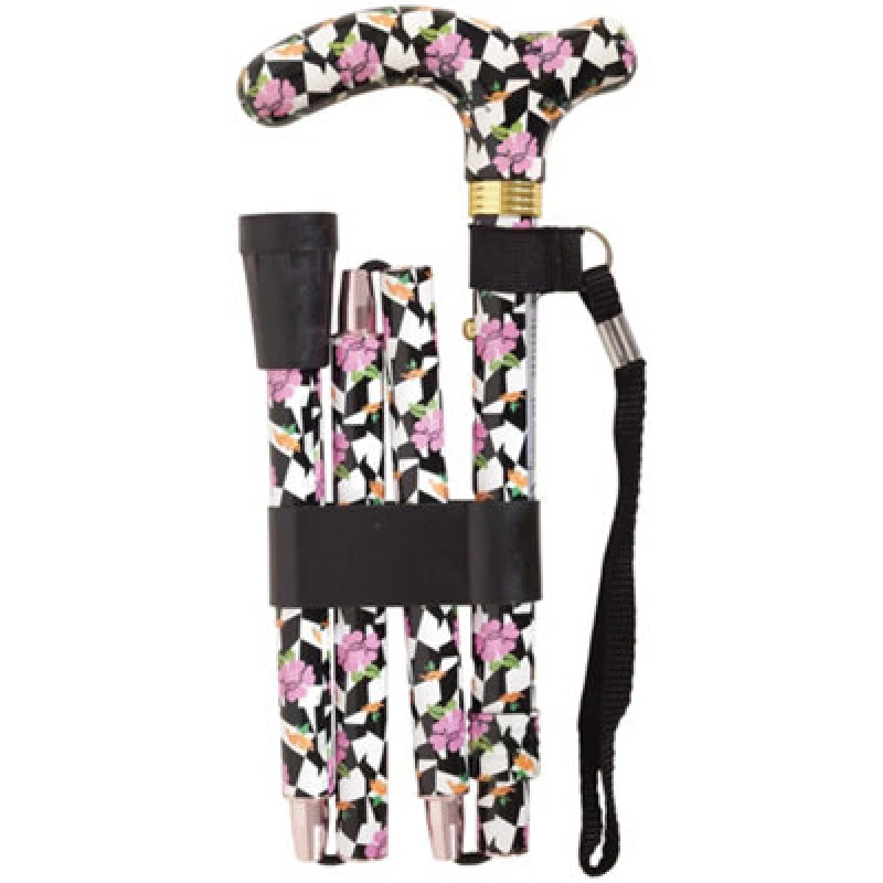 Image of Loops Deluxe Ambidextrous Foldable Walking Cane - 5 Height Settings - Broadway Design Multi
