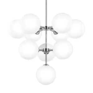 image of Ashleigh 10 Light Chandelier Polished Nickel, Glass