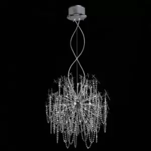 image of Diyas - Lexi pendant lamp 22 polished chrome/crystal bulbs