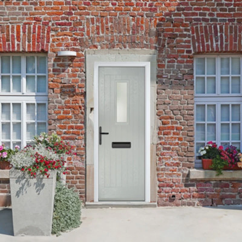 Image of Lacerta Composite Door Sunningdale Agate Grey 890mm X 2090mm Open In Right Hand Obs Glass 10 Year Guarantee - Free Delivery & Smart Lock
