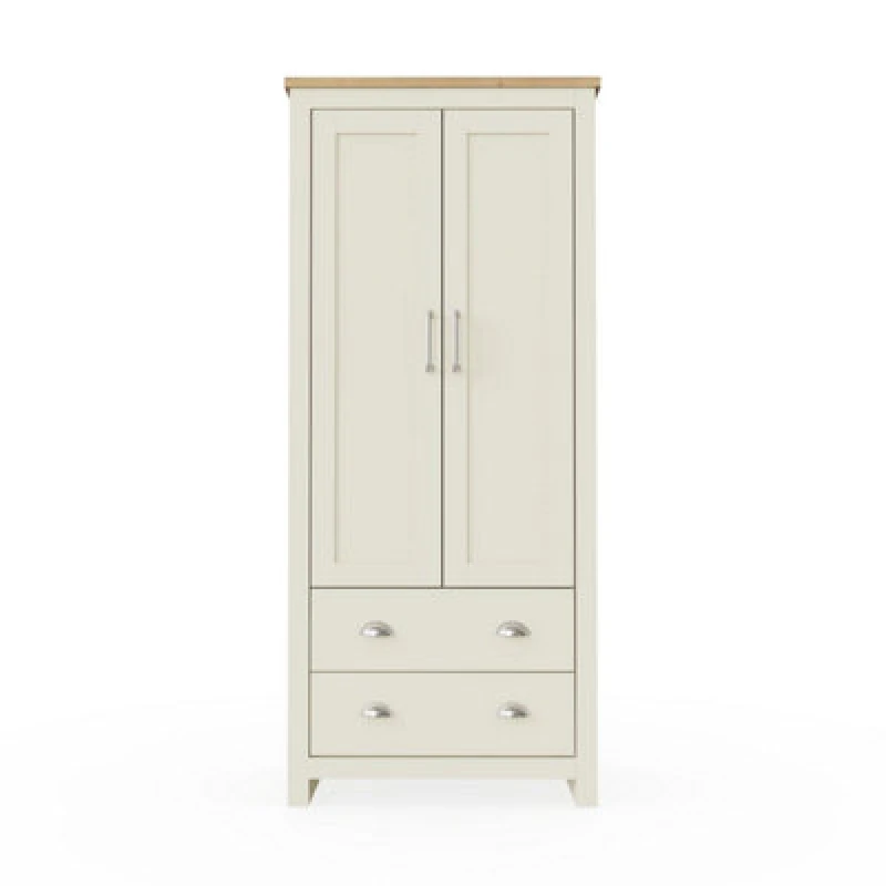 Image of Timber Art Design Lisbon Cream 2 Door Double Wardrobe 2 Drawers