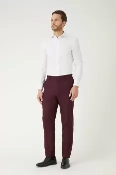 Image of Mens Slim Fit Burgundy Suit Trousers