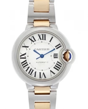 Cartier Ballon Bleu 33mm 18k Yellow Gold & Steel Automatic Womens Watch W2BB0002 W2BB0002