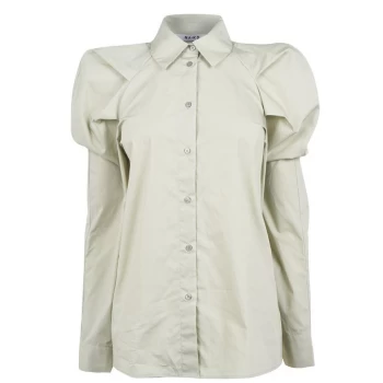Image of NA-KD Puff Shoulder Shirt - Green