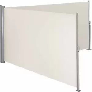 Tectake Double-sided Garden Privacy Screen With Retractable Awnings Cream