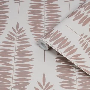 Image of Boutique Lucia Beige Leaves Smooth Wallpaper