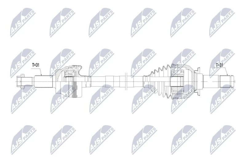 Image of NTY NPW-LR-060 Drive shaft 8-Speed Automatic Transmission, Rear Axle Right Drive Shaft (13)
