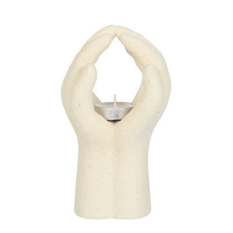 Image of Something Different Something Different Praying Hands Tealight Holder in White White One Size Unisex 5063527947260