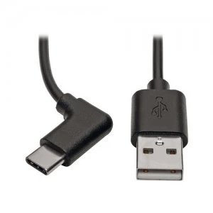 Image of Tripp Lite USB Type-A to Type-C Cable M/M Right-Angle USB-C 2.0 Thunderbolt 3 Compatible 0.91 m