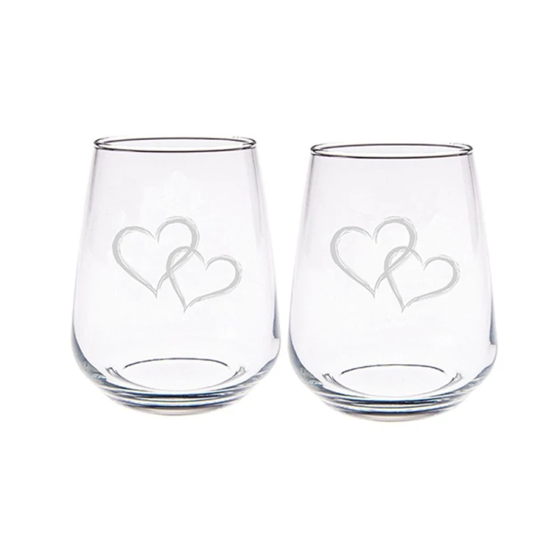 Image of Selbrae House 2 Stemless Glasses - Love Hearts Clear unisex