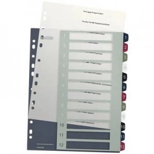 Image of Leitz 1238 Style Index A4 1-12 Polypropylene Multicolour 12 dividers Extra wide, Printable 1238-00-00