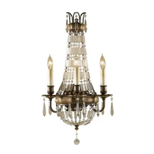 Image of 3 Light Indoor Candle Wall Light British Bronze, Oxidized Bronze, E14