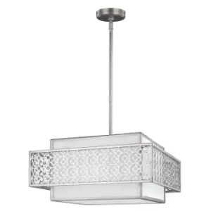 Image of 3 Bulb Ceiling Pendant Light Fitting Sunrise Silver LED E27 60W Bulb